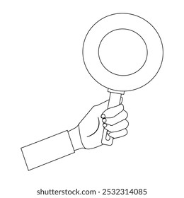 Minimalist line of hands holding frying pan and kitchen utensils for coloring, Cooking Utensils Line icon, Sketch Design, Pixel perfect, Editable stroke. Logo, Sign, Symbol. Kitchen.