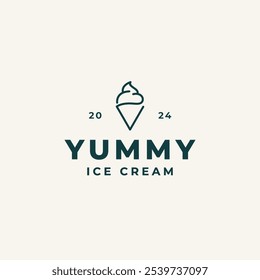 Minimalist line ice cream logo design