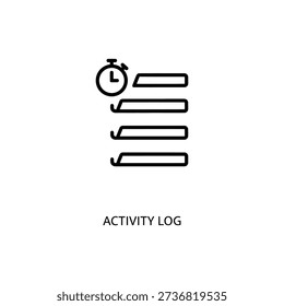 Minimalist line icon of an activity log, ideal for tracking tasks, user actions, and workflow management in apps and websites.