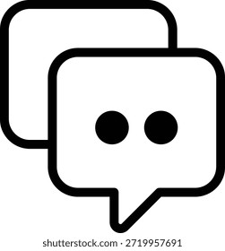 Icono de línea minimalista de burbujas de chat, símbolo de comunicación y mensajería.