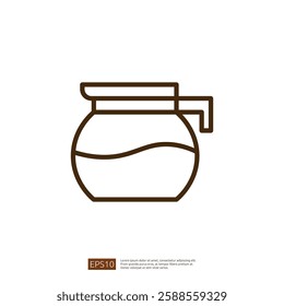 Minimalist Line Icon of a Coffee Pot with Steam Symbolizing Freshly Brewed Beverage in a Clean Modern Design