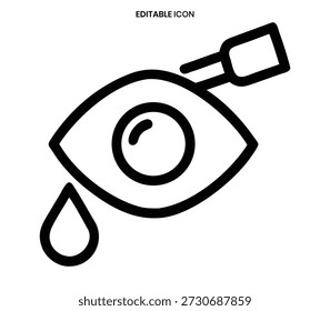 Um ícone de linha minimalista de um olho chorando com uma única lágrima, representando tristeza ou dor.