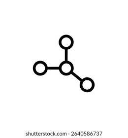 A minimalist line icon of a data cluster, showing interconnected nodes in a distributed network. Isolated vector.