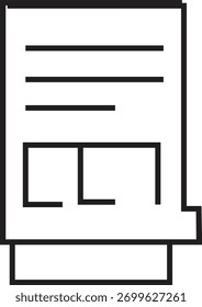Ícone de Linha Minimalista de um Documento Mostrando Layout de Texto e Bloco, Como Plano de Chão
