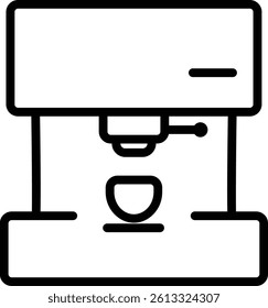 Minimalist Line Icon of Espresso Coffee Machine with Cup