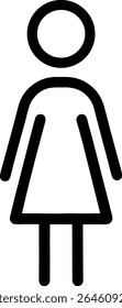 Minimalist line icon of a female restroom symbol. Ideal for signage, wayfinding systems, bathroom labels, public facility designs, and clean gender-specific vector icons.