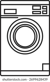 Minimalist Line Icon of a Front-Loading Washing Machine or Tumble Dryer Household Appliance