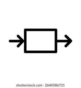 Minimalist line icon of a function block with input and output arrows, representing a programming method or process.