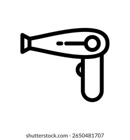 Um ícone de linha minimalista de um secador de cabelo, simbolizando beleza, cuidado com o cabelo e estilo.	