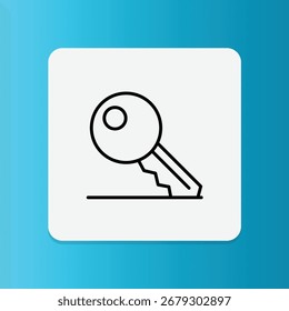Icono de línea minimalista de una llave, que representa la característica de muebles con cerradura