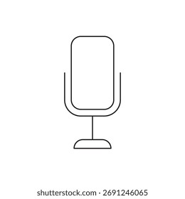 Minimalist line icon of a microphone for UI UX design.