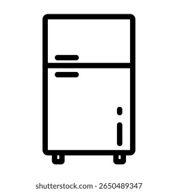 A minimalist line icon of a refrigerator, symbolizing kitchen appliances, food storage, and modern home essentials.	