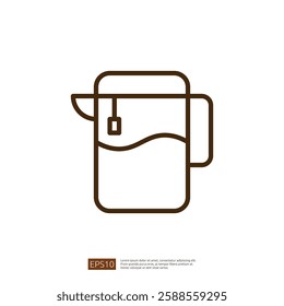 Minimalist Line Icon Representing a Coffee Beverage Maker with Teabag in Warm Colors Perfect for Illustrating Coffee Culture and Morning Rituals