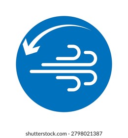 Minimalist line icon of rotating air flow with arrows representing ventilation, air circulation, cooling system, wind movement, climate control, refresh, and airflow direction isolated on gray backgro	
