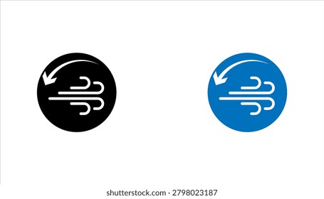 Minimalist line icon of rotating air flow with arrows representing ventilation, air circulation, cooling system, wind movement, climate control, refresh, and airflow direction isolated on gray backgro	

