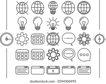 Minimalist Line Icon Set – Technology, Business, and Web Elements.