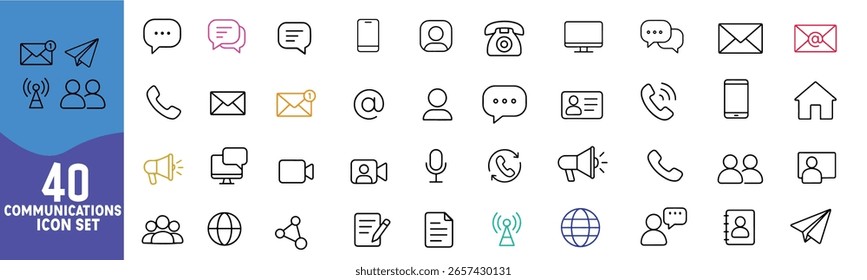 Conjunto de símbolos de Tecnología y comunicación en estilo de Vector	