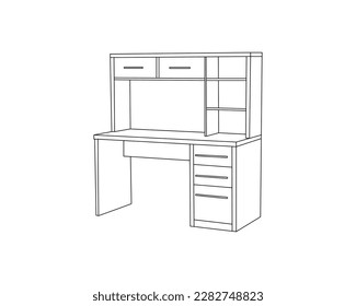 Minimalist line icon table vector isolated on white background. Simple work desk or dinner table outline icon on top view. Modern office table vector, study desk isolated on white background.