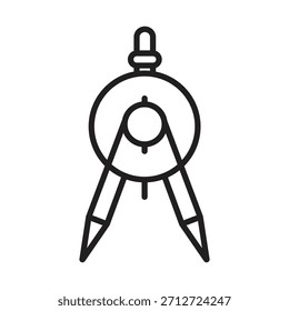 Icono de línea minimalista de una brújula de dibujo técnico. Símbolo de Vector para geometría, matemáticas, educación y diseño arquitectónico.

