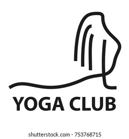 Minimalist line icon of yoga asana. Abstract Logo template for yoga club. Vector illustration.