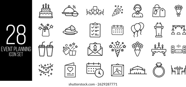 Minimalist Line Icons for Event Planning and Management