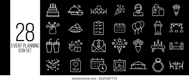 Minimalist Line Icons for Event Planning and Management