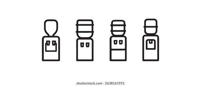 Minimalist line icons of medical professionals in scrubs and uniform.