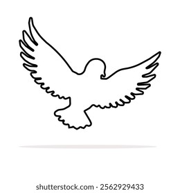 Minimalist line illustration of a dove symbolizing peace, calmness, and unity, shown in an elegant and balanced posture.






