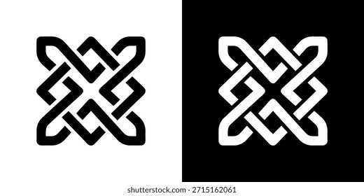 Minimalist Line Interlock Knot Celtic Symbol Modern Shape Icon