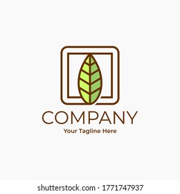 Minimalist line Leaf logo design