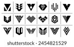 Minimalist line letter V logo design set