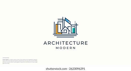 minimalist line logo architecture building logo design.
