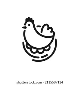 minimalist line logo chicken incubating an egg