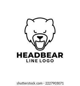 minimalist line logo for head bear