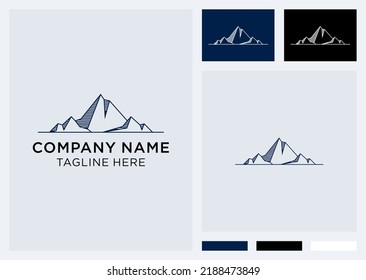 Minimalist Line Mountain Landscape Logo, Vector logo template