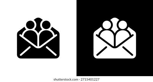 Sobres abiertos de línea minimalista con ilustración gráfica de icono de grupo