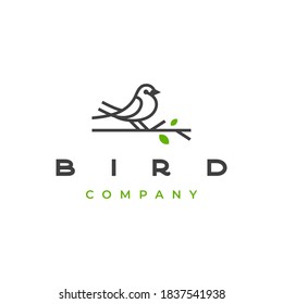 Minimalist line outline monoline art Bird logo design vector