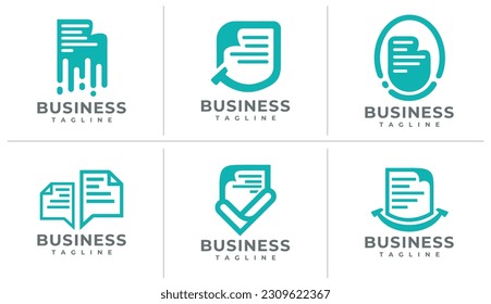 Minimalist line paper document logo design template. Digital paper text logo.