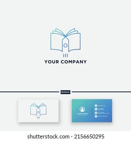 minimalist Line rocket book logo learning