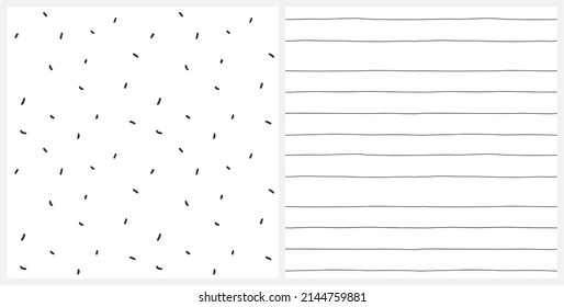 Minimalist line and spot seamless pattern set with white background.