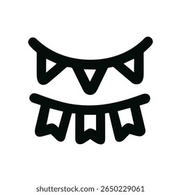 Minimalist Line Style Bunting and Pennant Banner Decoration Element Icon