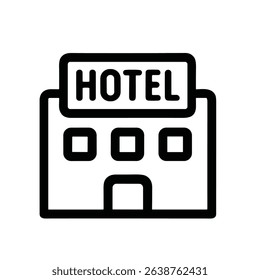 Minimalist Line Style Hotel Building Facade Architecture Construction Icon