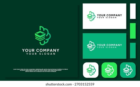 A minimalist line style logo combining a brain and data storage icon, symbolizing smart data management, digital intelligence, and information processing.