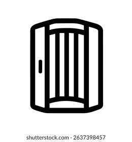 Minimalist Line Style Tanning Bed Booth Salon Spa Equipment Illustration