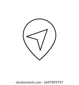 Ícone de vetor de linha minimalista de uma seta de navegação ou ponteiro em estilo de bússola.