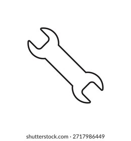 Icono de Vector de línea minimalista de una llave para servicio mecánico.