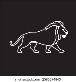a minimalist line walking lion logo