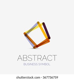 Minimalist linear business icons, logos, made of multicolored line segments. Universal symbols for any concept or idea. Futuristic hi-tech, technology element set