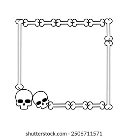  minimalist linear design of rectangular frame of skulls and bones in black color