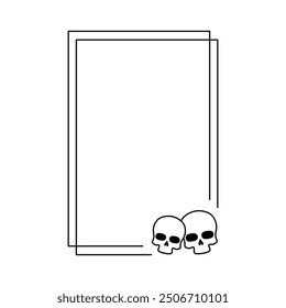 minimalist linear design of skulls rectangular frame in black color